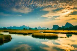 il paesaggio di il li fiume nel Cina. ai-generato foto