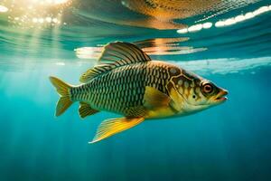 un' pesce nuoto nel il acqua. ai-generato foto