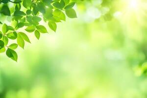 verde le foglie su un' soleggiato giorno. ai-generato foto