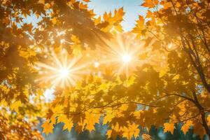 autunno le foglie nel il sole. ai-generato foto