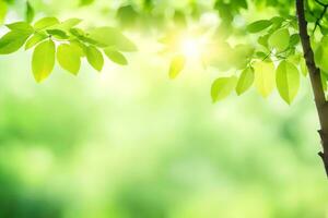 verde le foglie su un' soleggiato giorno. ai-generato foto