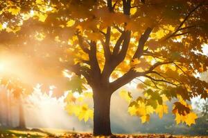 autunno albero nel il sole. ai-generato foto