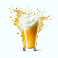 un' bicchiere di freddo fresco birra con berretto di schiuma. spruzzo di schiuma con gustoso americano birra. birra giorno concetto di ai generato foto