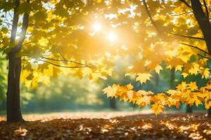 autunno le foglie nel il parco. ai-generato foto