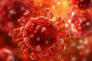 3d rendere di un' medico con virus cellule batteri. multiplo realistico coronavirus particelle galleggiante concetto di ai generato foto
