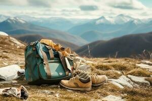 ambientale problema plastica spazzatura o spazzatura nel il montagna a partire dal globale riscaldamento. inquinamento concetto di ai generato foto