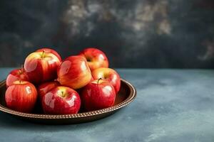 tradizionale cibo di ebraico nuovo anno vacanza di tradizione o religione. Rosh hashanah con copia spazio concetto di ai generato foto