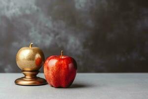 tradizionale cibo di ebraico nuovo anno vacanza di tradizione o religione. Rosh hashanah con copia spazio concetto di ai generato foto