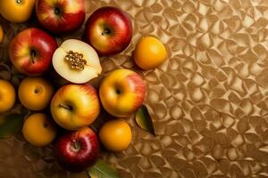 tradizionale cibo di ebraico nuovo anno vacanza di tradizione o religione. Rosh hashanah con copia spazio concetto di ai generato foto