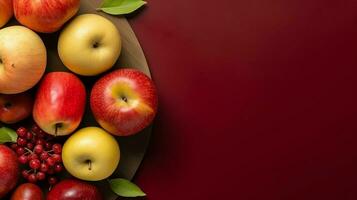 tradizionale cibo di ebraico nuovo anno vacanza di tradizione o religione. Rosh hashanah con copia spazio concetto di ai generato foto