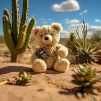 orsacchiotto orso Il prossimo per un' cactus dolce, generativo ai foto