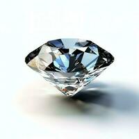 bianca brillante chiaro grande diamante o bellissimo gioiello isolato su bianca superficie. abbagliante classico diamante concetto di ai generato foto