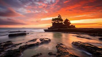 antico pura ulun danu bratano, besakih o famoso indù tempio e turista nel bali isola a Alba concetto di ai generato foto