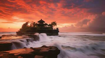 antico pura ulun danu bratano, besakih o famoso indù tempio e turista nel bali isola a Alba concetto di ai generato foto