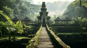 antico pura ulun danu bratano, besakih o famoso indù tempio e turista nel bali isola a Alba concetto di ai generato foto