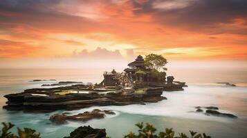 antico pura ulun danu bratano, besakih o famoso indù tempio e turista nel bali isola a Alba concetto di ai generato foto