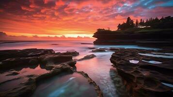 antico pura ulun danu bratano, besakih o famoso indù tempio e turista nel bali isola a Alba concetto di ai generato foto