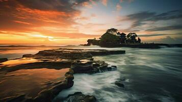 antico pura ulun danu bratano, besakih o famoso indù tempio e turista nel bali isola a Alba concetto di ai generato foto