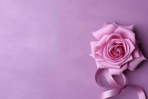 rosa o viola nastro come Seno cancro o epilessia consapevolezza simbolo e copia spazio. mondo cancro giorno concetto di ai generato foto