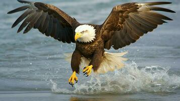 aquila liberamente volante sotto il luce del sole e blu cielo. predatore uccello a caccia nel safari est Africa concetto di ai generato foto