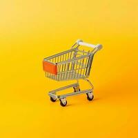 composizione di shopping carrello o carrello con regalo scatole o borse. informatica Lunedi i saldi o shopping giorno concetto di ai generato foto