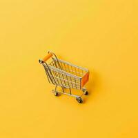 composizione di shopping carrello o carrello con regalo scatole o borse. informatica Lunedi i saldi o shopping giorno concetto di ai generato foto