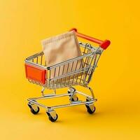 composizione di shopping carrello o carrello con regalo scatole o borse. informatica Lunedi i saldi o shopping giorno concetto di ai generato foto