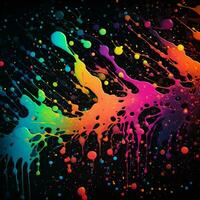 spruzzo dipingere arcobaleno colore su nero sfondo foto