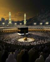musulmano pellegrini a partire dal tutti al di sopra di il mondo si riunirono per eseguire Umra o hajj a mecca foto