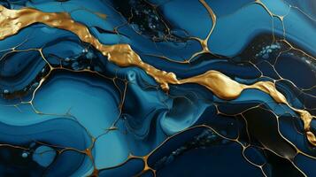 realistico liquido marmo sfondo con oro ai generativo foto