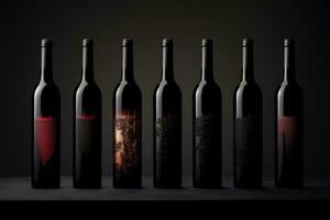 modello di elegante vino bottiglia su un' minimalista studio sfondo foto