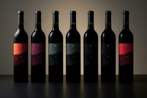 modello di elegante vino bottiglia su un' minimalista studio sfondo foto
