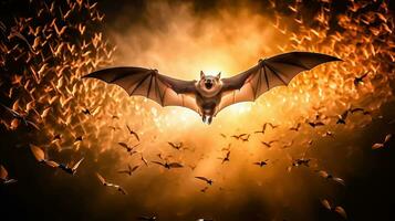 sinistro vampiro pipistrello - Halloween notte orrore - generativo ai foto