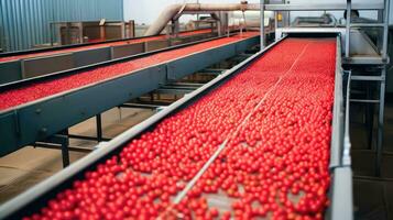 pomodoro succo fabbrica - produzione linea macchinari - generativo ai foto