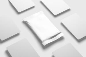 commercio carta confezione 3d interpretazione bianca vuoto modello foto