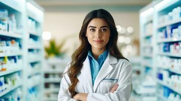 medico nel bianca cappotto con medico attrezzatura - generativo ai foto