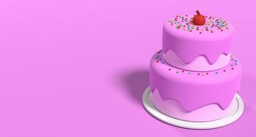 3d torta con trasparente sfondo. realistico compleanno torta. vacanza cibo. cartone animato creativo design icona. 3d interpretazione foto