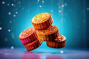 delizioso mooncakes per celebrazioni - generativo ai foto