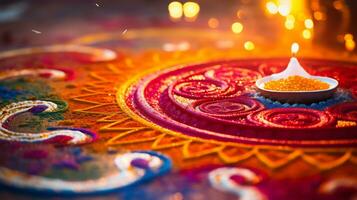 un' vicino su Immagine di intricato rangoli modello ai generativo foto