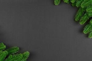 superiore Visualizza di telaio fatto di abete albero su colorato sfondo con copia spazio. allegro Natale concetto foto