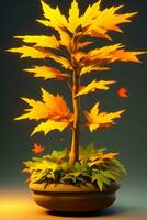 un' piccolo autunno albero con semplice sfondo ai generato foto