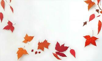 rosso autunno piatto posare nel bianca sfondo ai generato foto