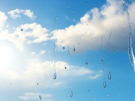 acqua gocce contro estate cielo, ai generato foto