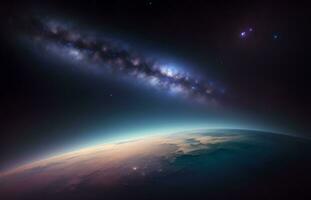polvere e stelle nel galassia spazio sfondo ai generato foto