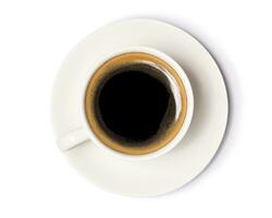caffè tazza superiore Visualizza isolato su bianca sfondo. con ritaglio sentiero. foto