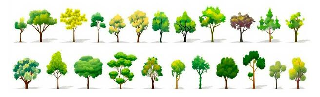 impostato di vario alberi su bianca - ai generato Immagine foto