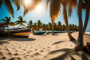 un' spiaggia a o vicino il Hotel. ai-generato foto