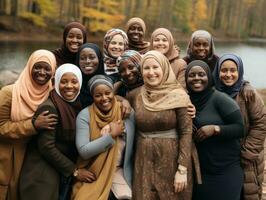 fotografia di donne chi sollevamento empower loro stessi ai generativo foto