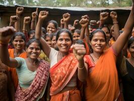 fotografia di donne chi sollevamento empower loro stessi ai generativo foto