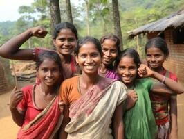 fotografia di donne chi sollevamento empower loro stessi ai generativo foto